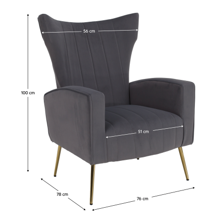 Fotoliu de relaxare, ţesătură Velvet gri, BARET [19]