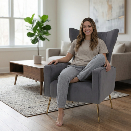 Fotoliu de relaxare, ţesătură Velvet gri, BARET [18]