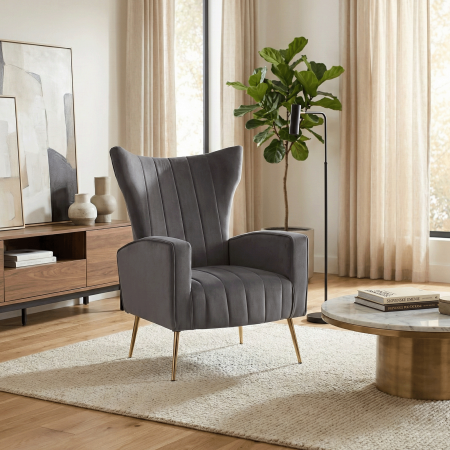Fotoliu de relaxare, ţesătură Velvet gri, BARET [16]