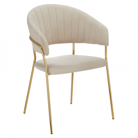 Living - Fotoliu de sufragerie de design, bej, Velvet/gold crom auriu, DASMIN NEW TIP 1