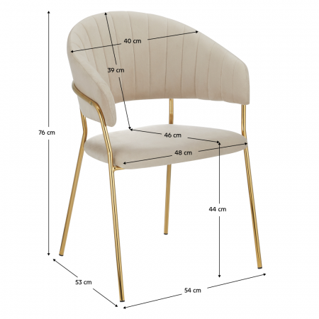 Fotoliu de sufragerie de design, bej, Velvet/gold crom auriu, DASMIN NEW TIP 1 [1]