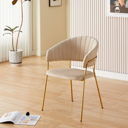 Fotoliu de sufragerie de design, bej, Velvet/gold crom auriu, DASMIN NEW TIP 1 [7]