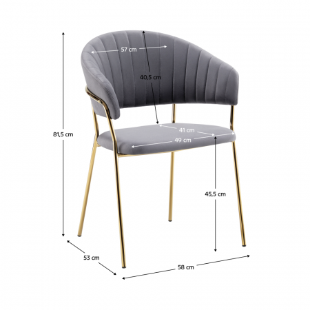 Fotoliu de sufragerie de design, gri-maro Velvet/gold crom auriu, DASMIN TIP 1 [4]