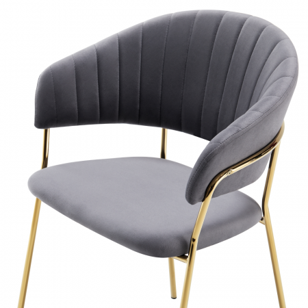 Fotoliu de sufragerie de design, gri-maro Velvet/gold crom auriu, DASMIN TIP 1 [2]