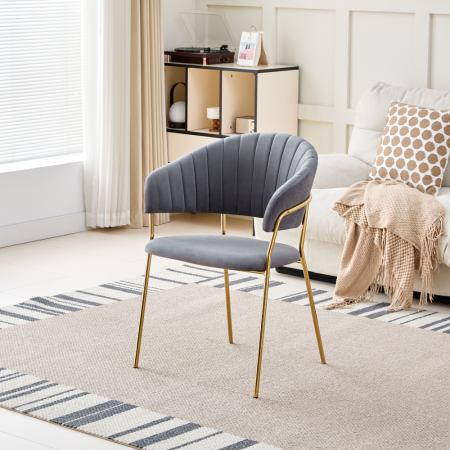 Fotoliu de sufragerie de design, gri-maro Velvet/gold crom auriu, DASMIN TIP 1 [3]