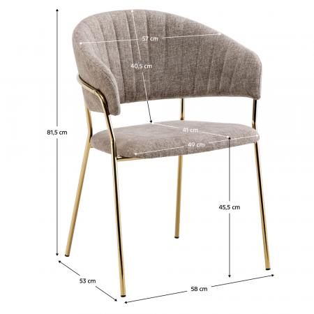 Fotoliu de sufragerie de design, textil maro/gold crom auriu, DASMIN TIP 1 [3]