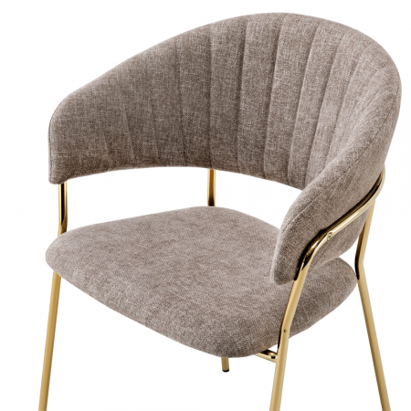 Fotoliu de sufragerie de design, textil maro/gold crom auriu, DASMIN TIP 1 [1]