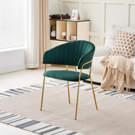 Fotoliu de sufragerie de design, verde închis, Velvet/gold crom auriu, DASMIN TIP 1 [3]