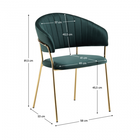 Fotoliu de sufragerie de design, verde închis, Velvet/gold crom auriu, DASMIN TIP 1 [4]