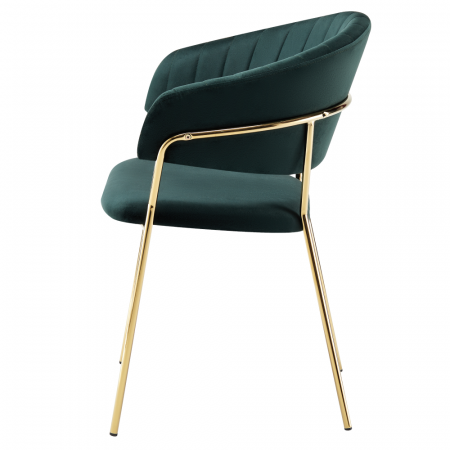 Fotoliu de sufragerie de design, verde închis, Velvet/gold crom auriu, DASMIN TIP 1 [1]