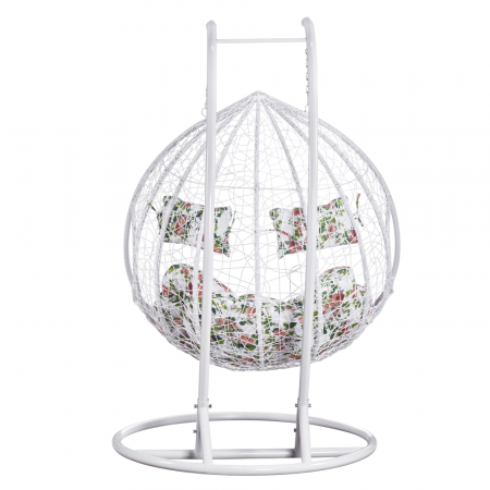 Fotoliu dublu suspendat, alb/model floral, DELIA [5]