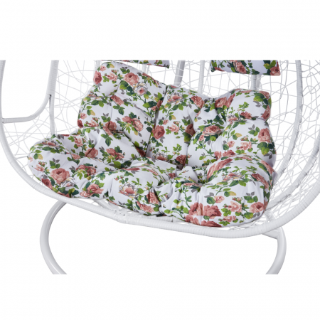 Fotoliu dublu suspendat, alb/model floral, DELIA [8]