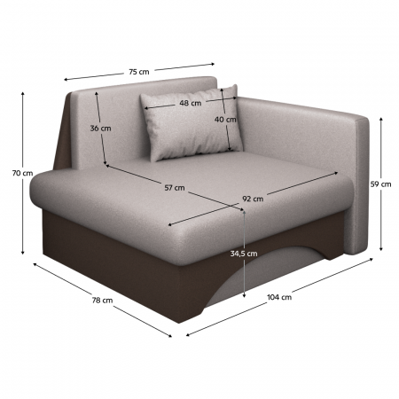Fotoliu extensibil, bej-gri Taupe/maro, dreapta, KUBOŠ NEW [4]