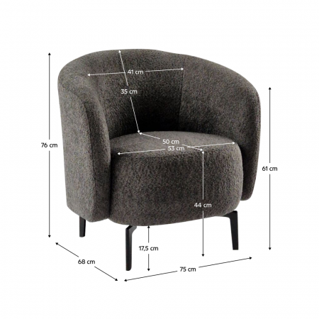 Fotoliu, gri-maro Taupe / negru, PRESO [7]
