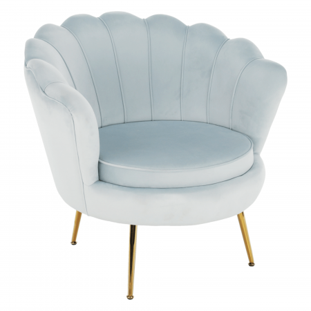 Fotolii balansoar/relaxante - Fotoliu în stil Art-deco, catifea Velvet gri-albastru/crom auriu, NOBLIN