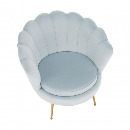 Fotoliu în stil Art-deco, catifea Velvet gri-albastru/crom auriu, NOBLIN [13]