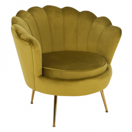 Fotolii balansoar/relaxante - Fotoliu în stil Art-deco, catifea Velvet muştar/crom auriu, NOBLIN