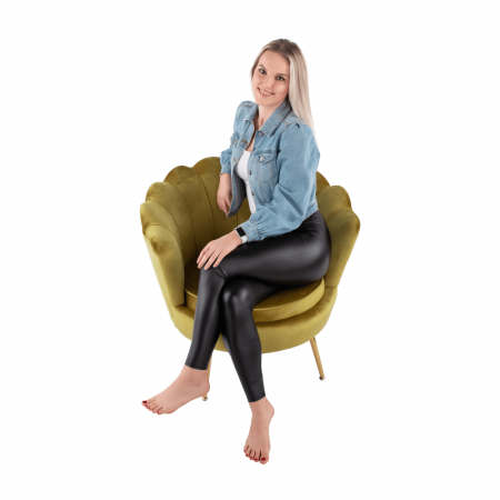 Fotoliu în stil Art-deco, catifea Velvet muştar/crom auriu, NOBLIN [16]