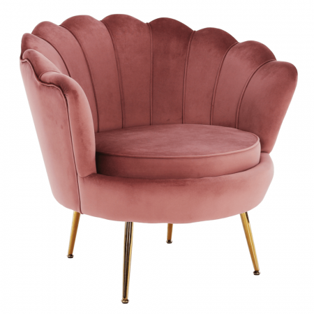 Fotolii balansoar/relaxante - Fotoliu în stil Art-deco, catifea Velvet roz/crom auriu, NOBLIN