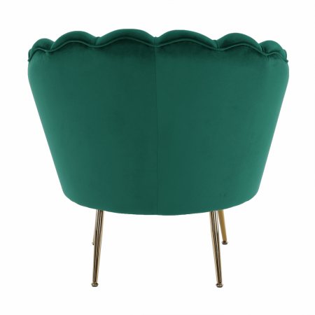 Fotoliu în stil Art-deco, catifea Velvet smarald/crom auriu, NOBLIN [20]