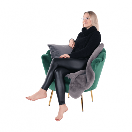 Fotoliu în stil Art-deco, catifea Velvet smarald/crom auriu, NOBLIN [26]