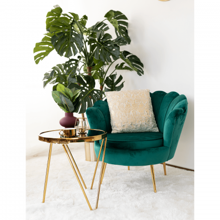 Fotoliu în stil Art-deco, catifea Velvet smarald/crom auriu, NOBLIN [29]