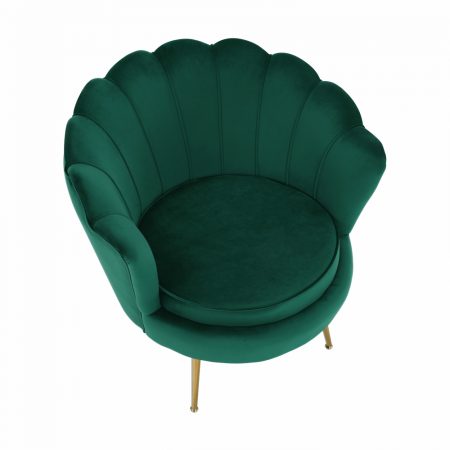 Fotoliu în stil Art-deco, catifea Velvet smarald/crom auriu, NOBLIN [22]