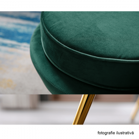 Fotoliu în stil Art-deco, catifea Velvet smarald/crom auriu, NOBLIN [1]