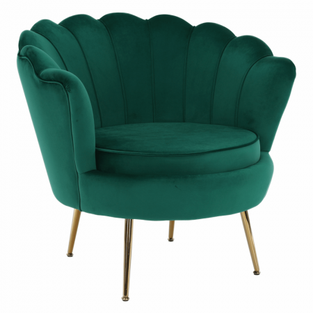 Fotolii balansoar/relaxante - Fotoliu în stil Art-deco, catifea Velvet smarald/crom auriu, NOBLIN