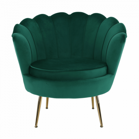 Fotoliu în stil Art-deco, catifea Velvet smarald/crom auriu, NOBLIN [17]