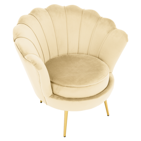 Fotoliu în stilul Art-deco, bej ţesătură Velvet/gold crom auriu, NOBLEO [5]