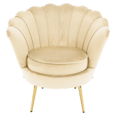 Fotoliu în stilul Art-deco, bej ţesătură Velvet/gold crom auriu, NOBLEO [4]
