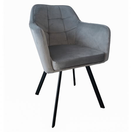 Scaune living/dining - Fotoliu, material de catifea gri/negru, ZERON NEW
