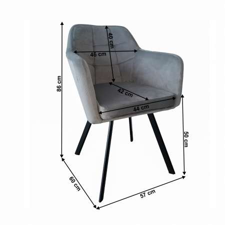 Fotoliu, material de catifea gri/negru, ZERON NEW [1]