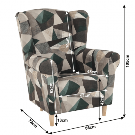 Fotoliu, material maro-verde cu model, CHARLOT [3]