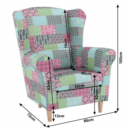 Fotoliu, material textil în stilul patchwork, CHARLOT [10]