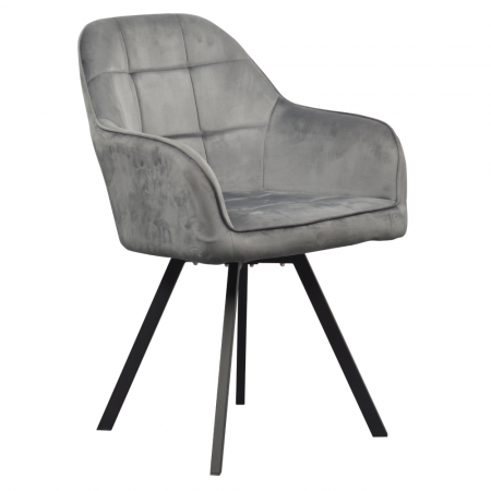 Scaune living/dining - Fotoliu pentru sufragerie pivotant, ţesătură Velvet gri închis, SAMANTA