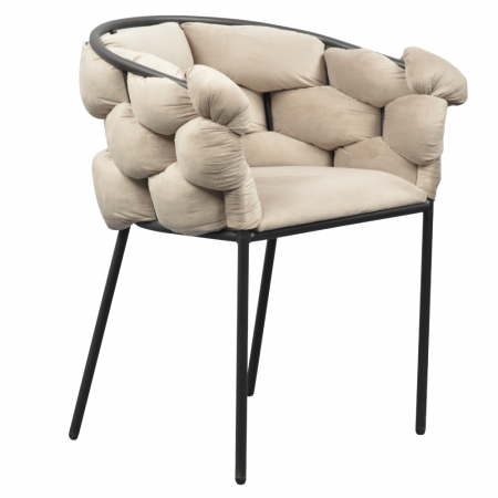 Scaune living/dining - Fotoliu pentru sufragerie, ţesătură gri maronie Taupe Velvet/neagră, DOROTA