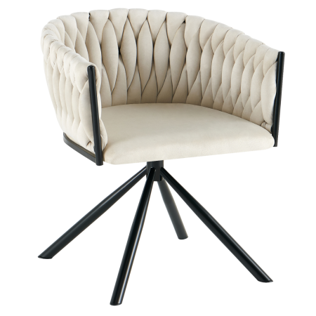 Scaune living/dining - Fotoliu pivotant de sufragerie, bej ţesătură Velvet/negru, ZALA