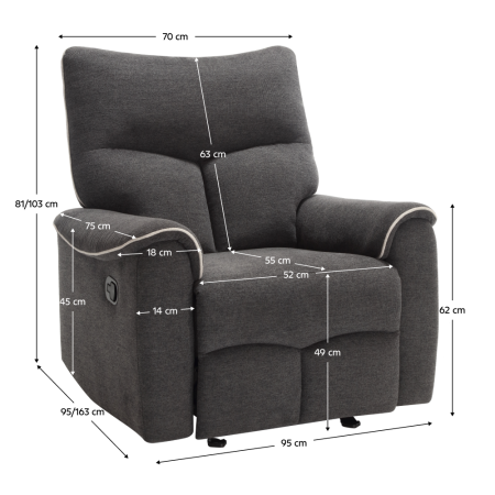 Fotoliu relaxant, gri închis/gri deschis, NADER [4]