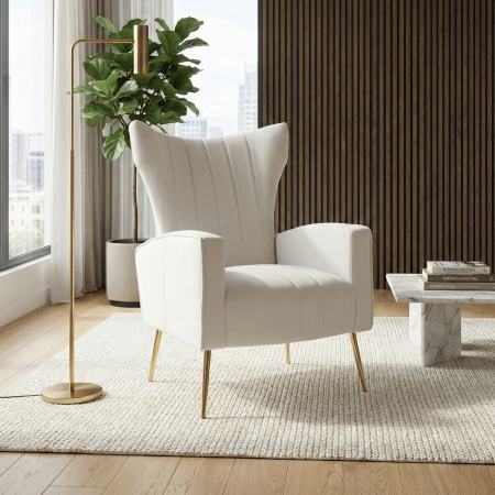 Fotoliu relaxant, ţesătură Velvet bej, BARET [17]