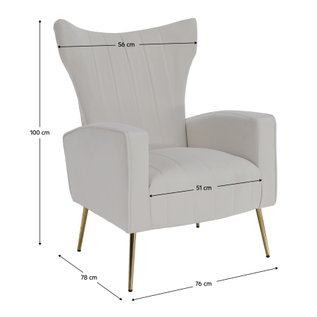 Fotoliu relaxant, ţesătură Velvet bej, BARET [19]