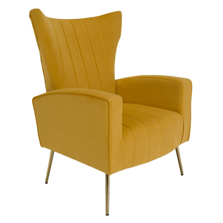 Fotoliu relaxant, ţesătură Velvet galben, BARET [19]