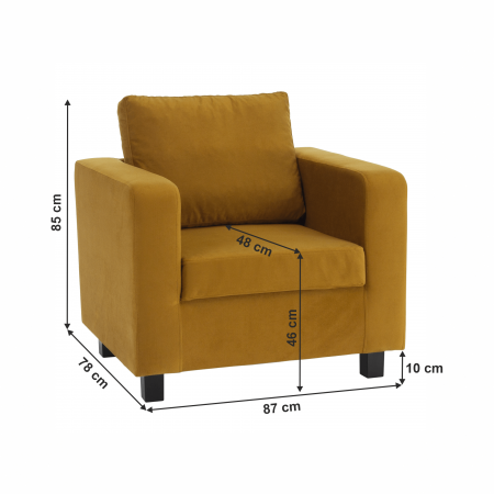 Fotoliu, ţesătură muştar, LUANA [14]