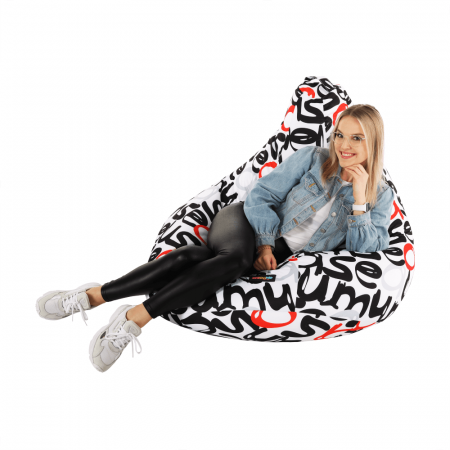 Fotoliu tip puff, model alb / negru / gri / roşu, ELION [11]