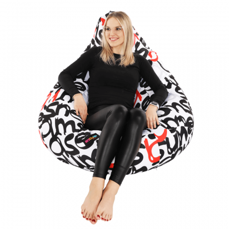 Fotolii - Fotoliu tip puff, model alb / negru / gri / roşu, ELION