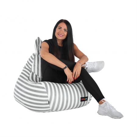 Fotoliu tip sac, alb/gri, LAPIN [23]