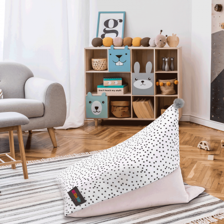 Fotoliu tip sac, alb/roz/gri, POMPOM [21]