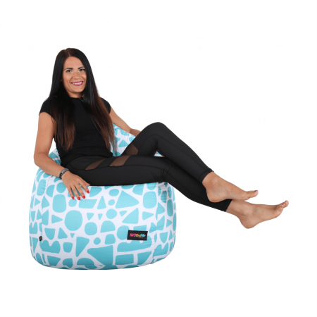 Fotoliu tip sac, alb/turcoaz/cu model, TELDIN [16]