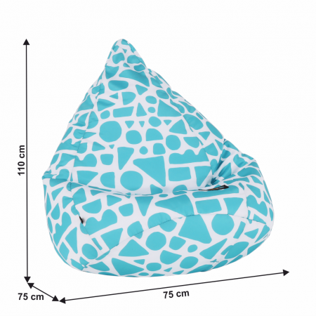 Fotoliu tip sac, alb/turcoaz/cu model, TELDIN [11]